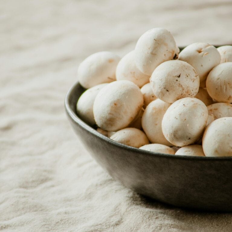 Fresh Button Mushrooms in a Bowl